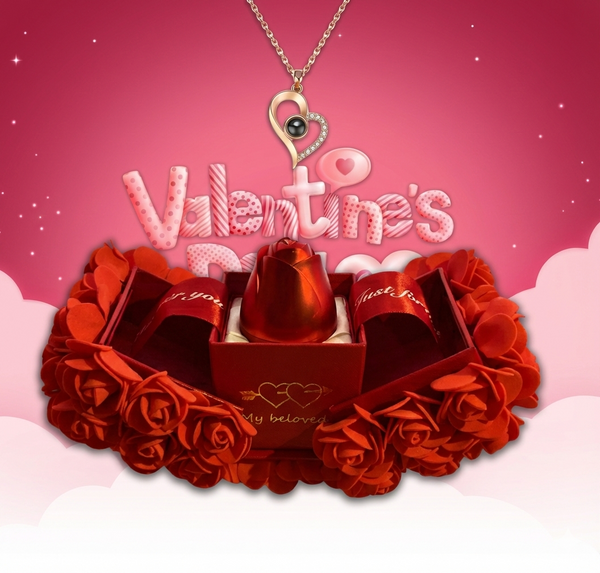 Valentine’s Eternal Rose Gift Box with Hidden Necklace